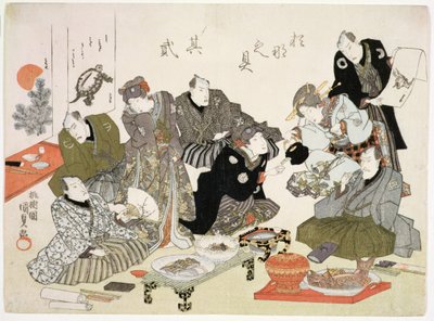 Painting and calligraphy party at the Manpachiro teahouse by Utagawa Kunisada